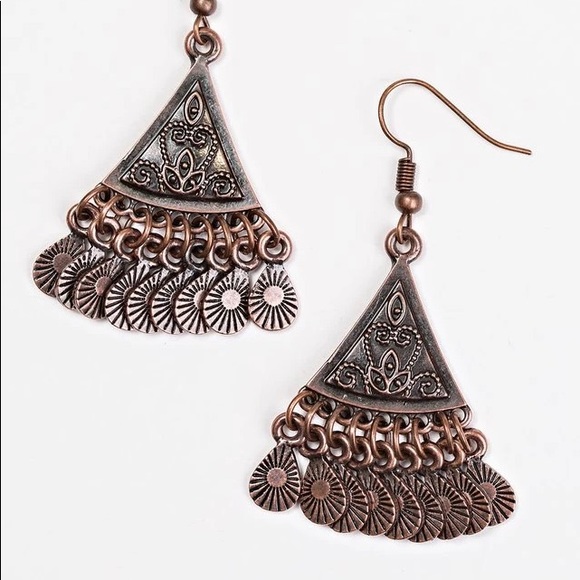 Paparazzi Dancing Drylands Copper Earrings NWT